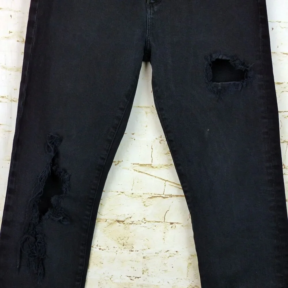 AGOLDE Jeans Mens 30x30.5 Black Distressed Ripped Skinny A606-2071 Punk Grunge